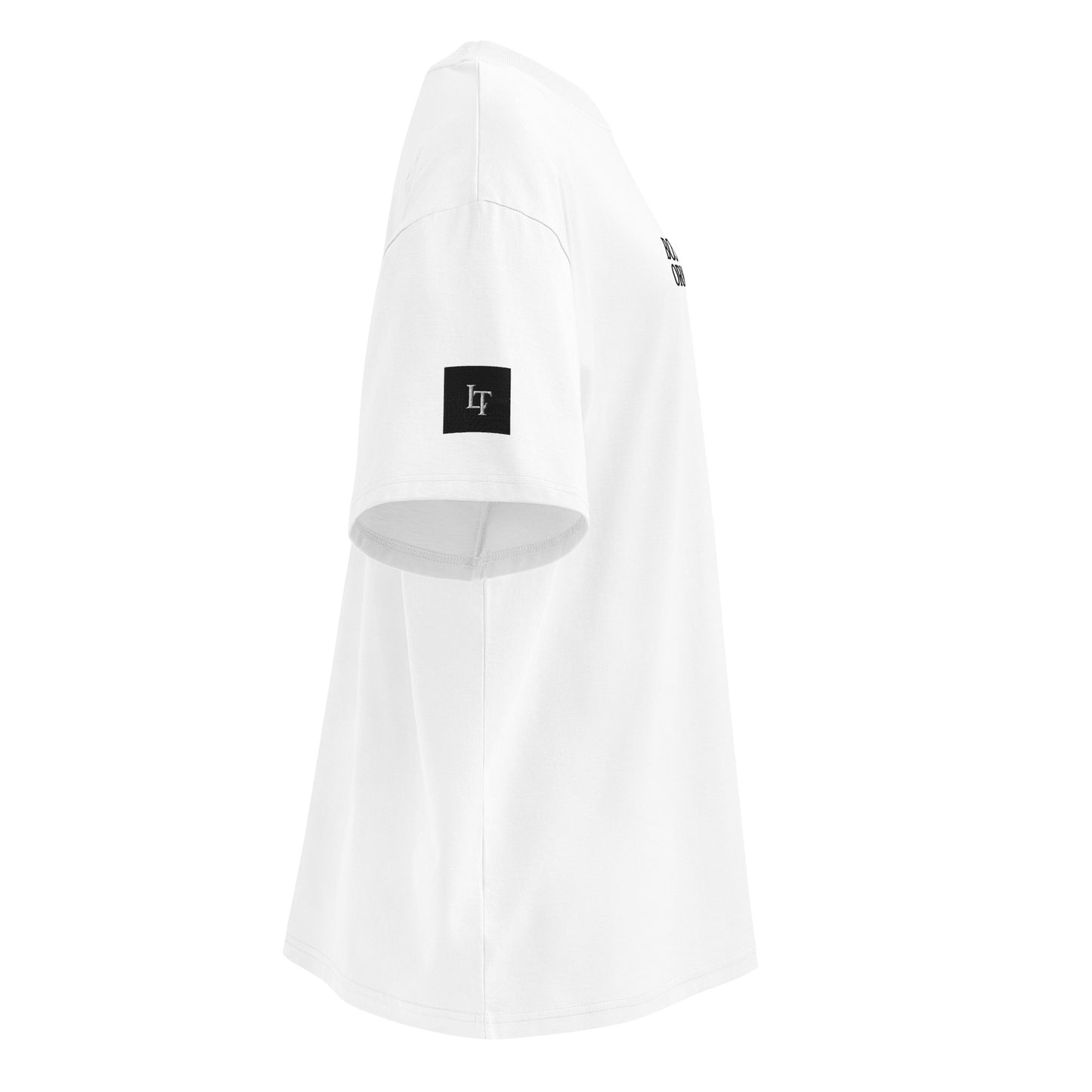 Organic Oversized High Neck "Bostonia Originem" T-shirt | White.