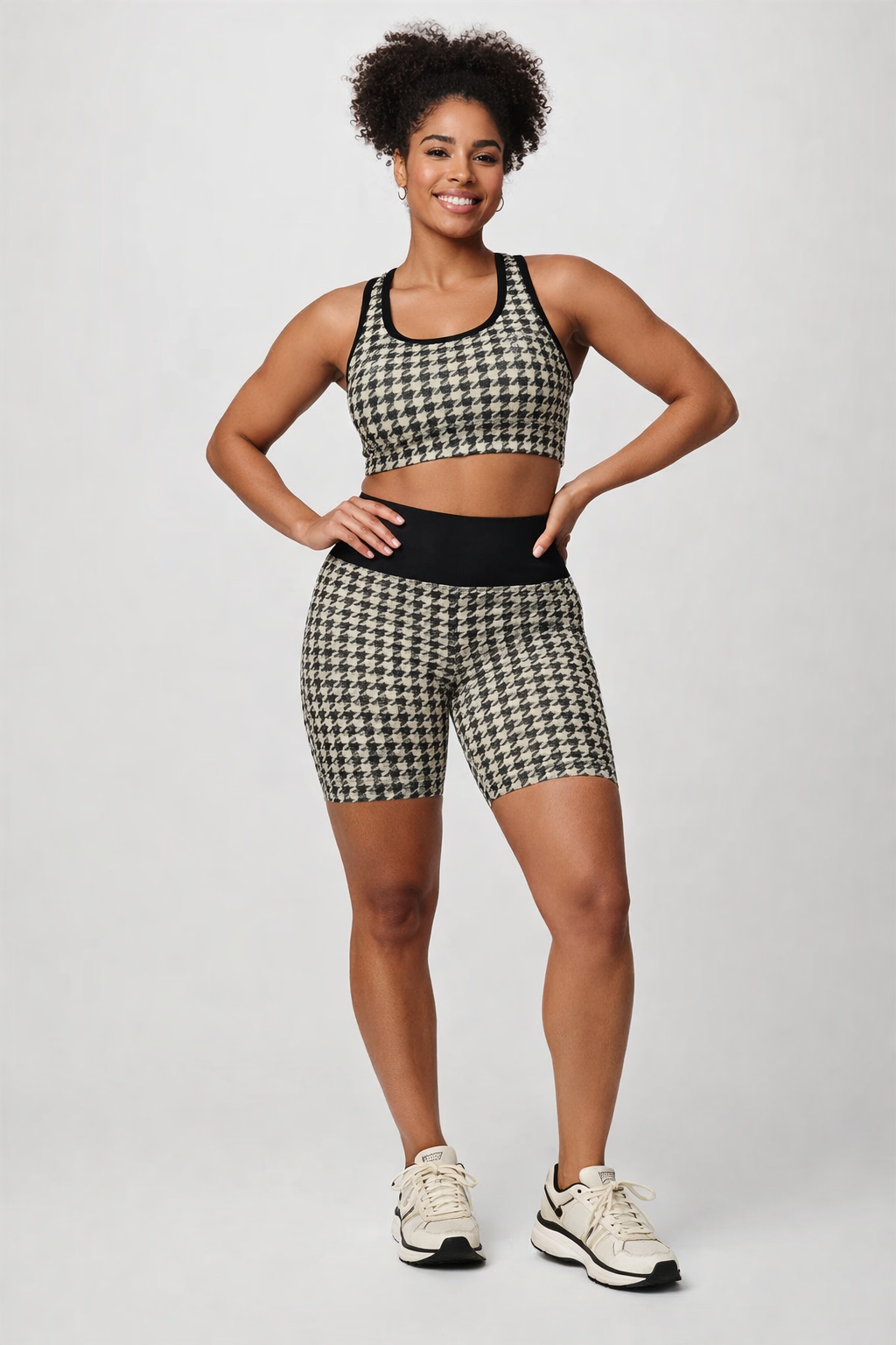 LEX Houndstooth 2sq Padded Sports Bra