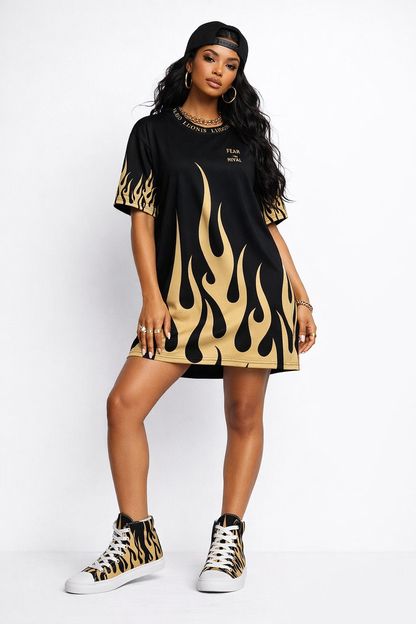 Luxe Flames F.N.R. T-shirt Dress