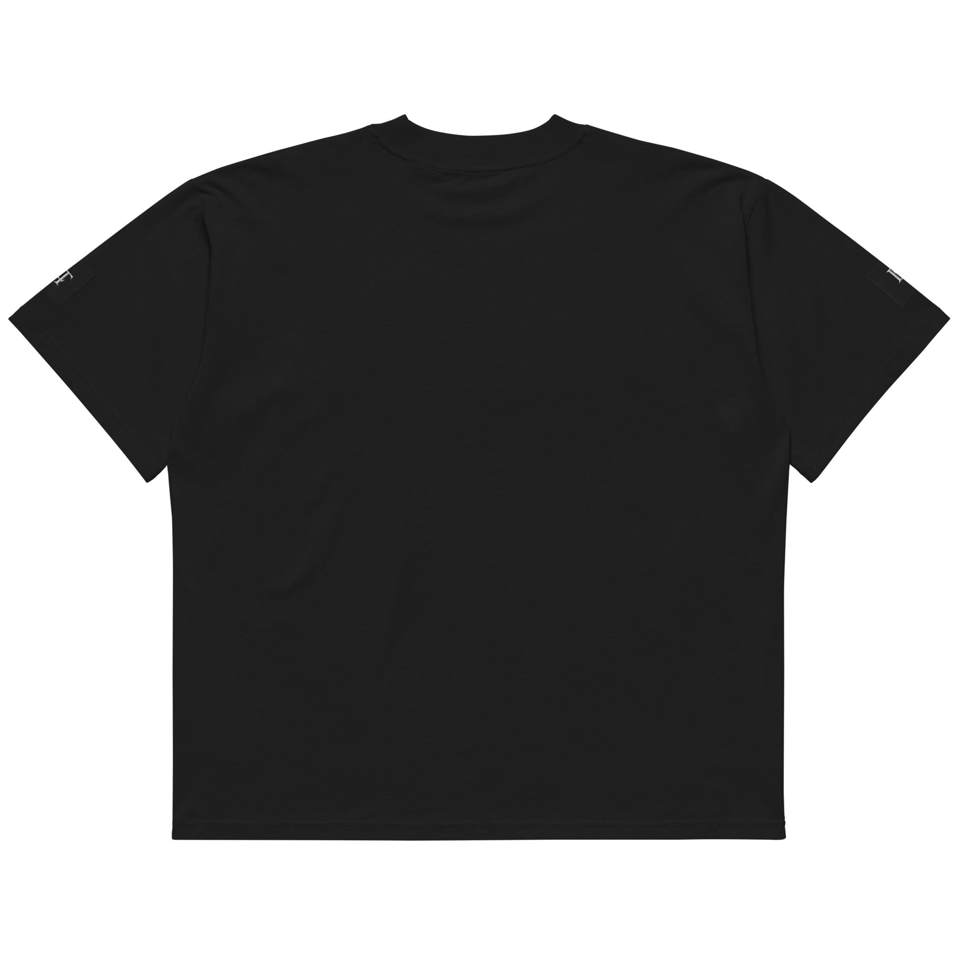 Organic Oversized High Neck "Bostonia Originem" T-shirt | Black.