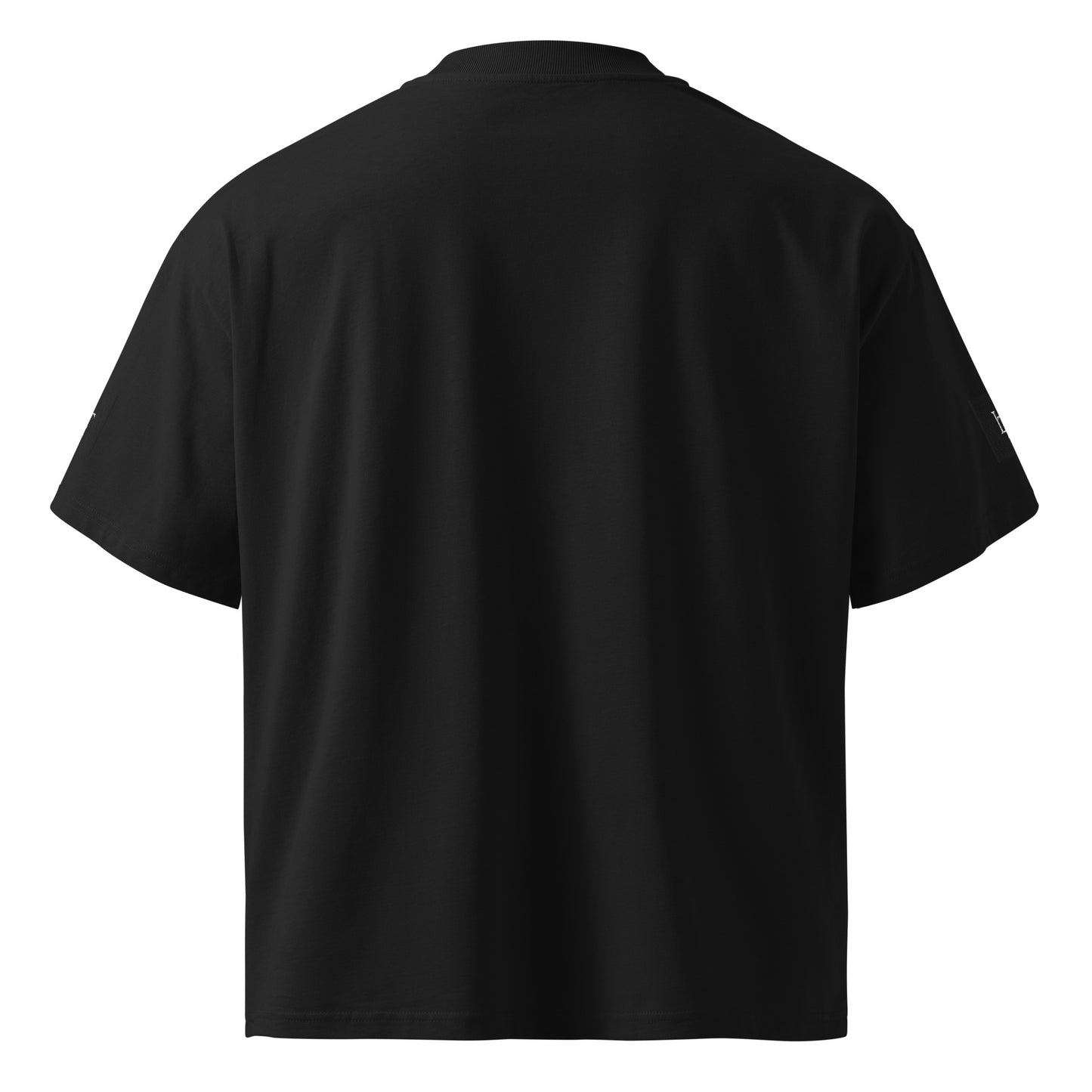 Organic Oversized High Neck "Bostonia Originem" T-shirt | Black.