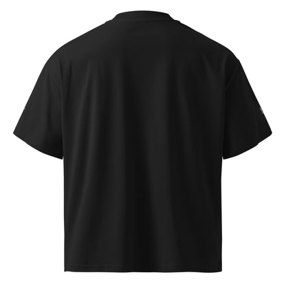 Organic Oversized High Neck "Bostonia Originem" T-shirt | Black.