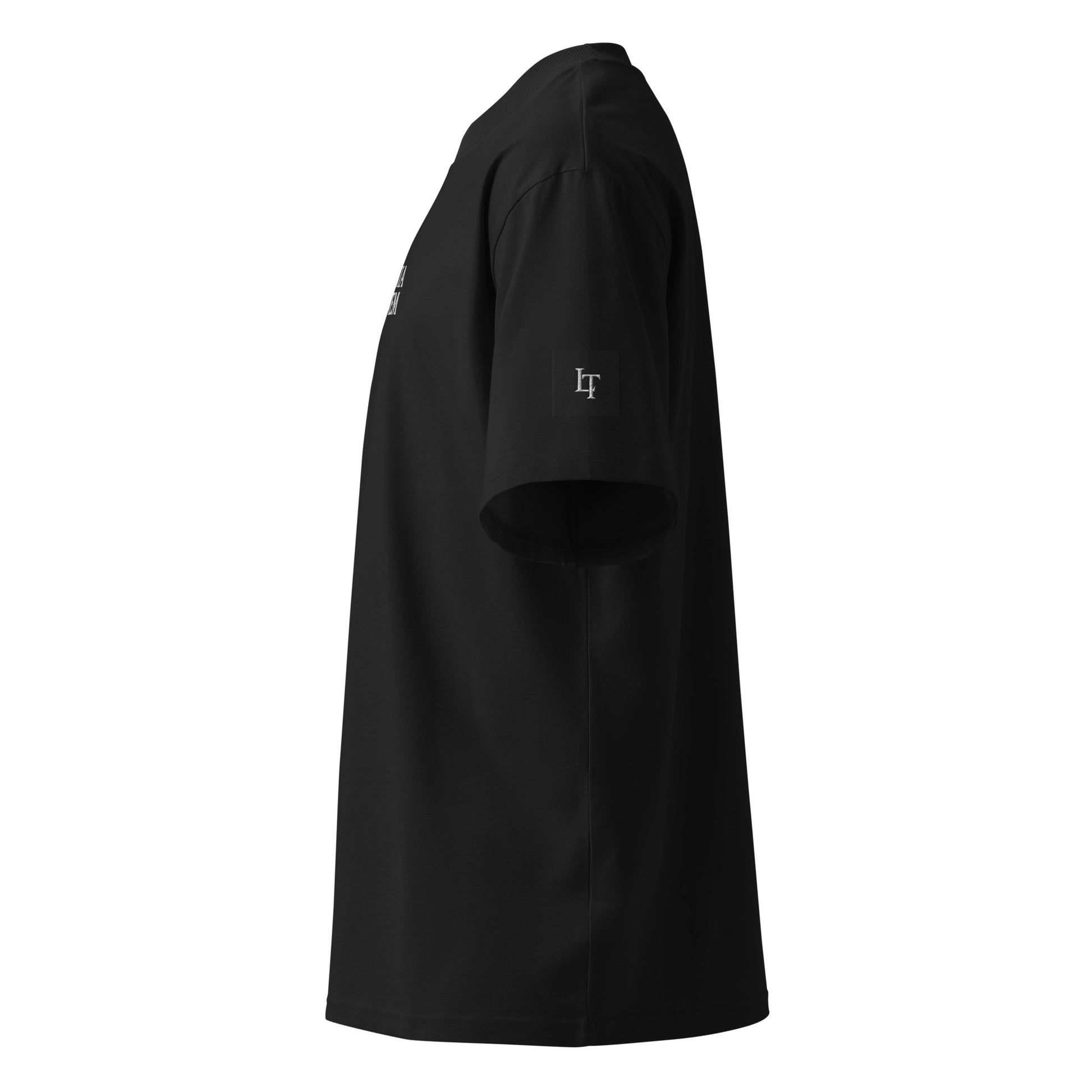 Organic Oversized High Neck "Bostonia Originem" T-shirt | Black.