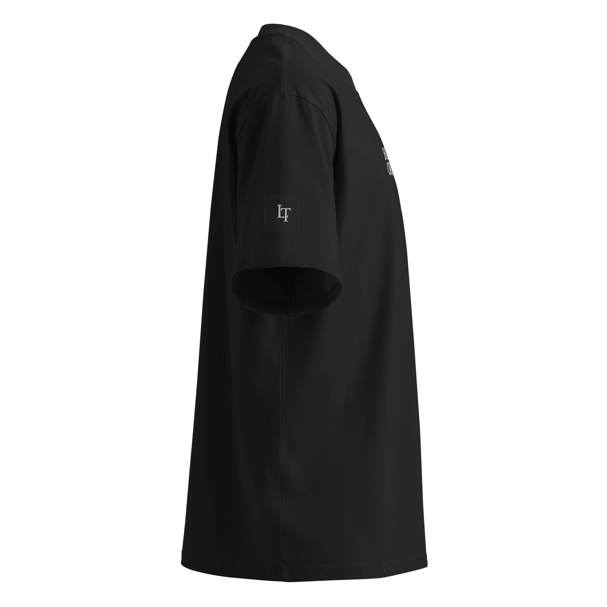 Organic Oversized High Neck "Bostonia Originem" T-shirt | Black.