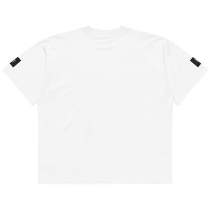 Organic Oversized High Neck "Bostonia Originem" T-shirt | White.