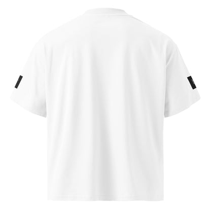 Organic Oversized High Neck "Bostonia Originem" T-shirt | White.