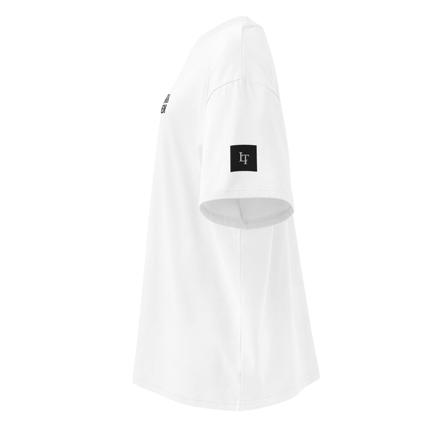Organic Oversized High Neck "Bostonia Originem" T-shirt | White.
