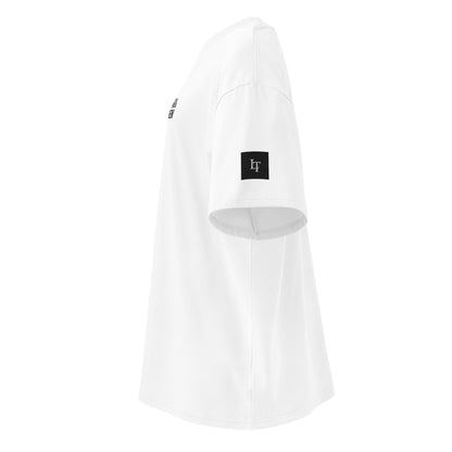 Organic Oversized High Neck "Bostonia Originem" T-shirt | White.