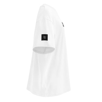 Organic Oversized High Neck "Bostonia Originem" T-shirt | White.