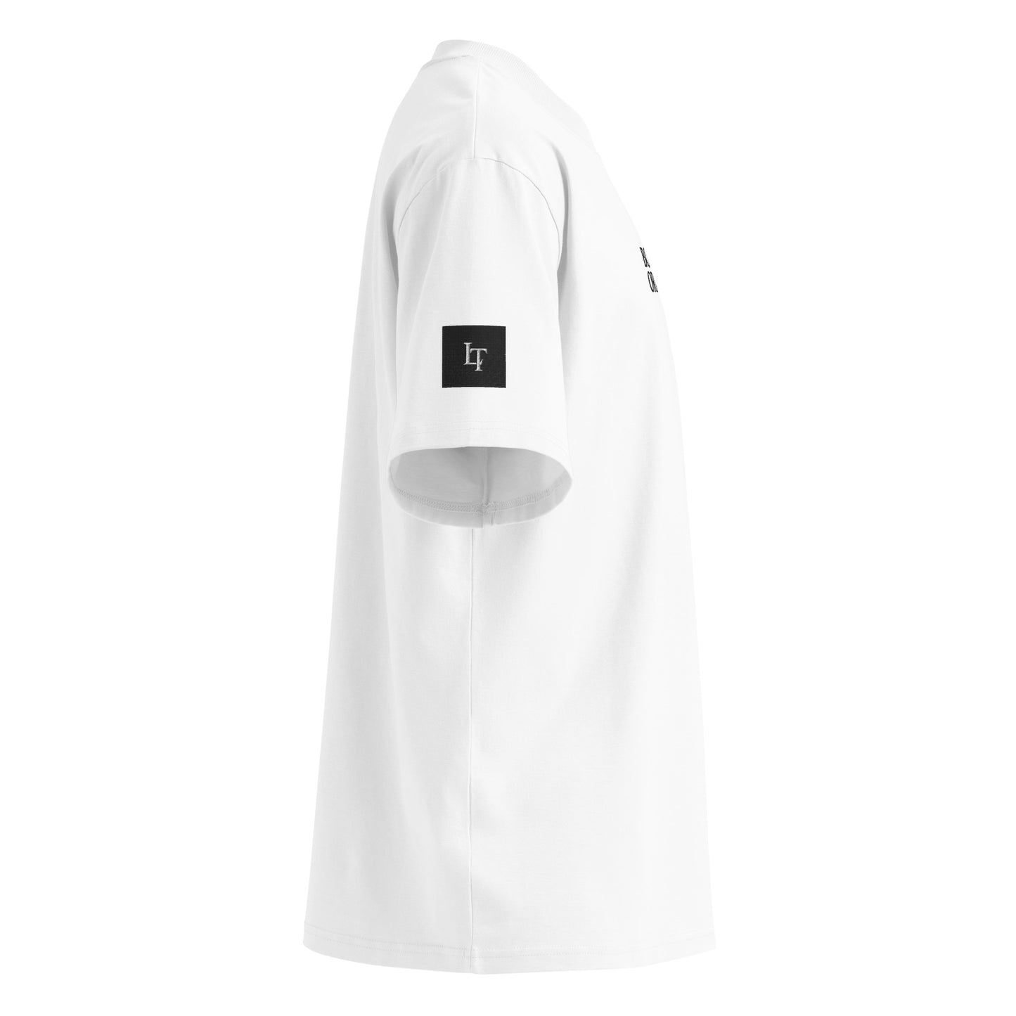 Organic Oversized High Neck "Bostonia Originem" T-shirt | White.